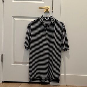 Classic Black and White Striped Polo Shirt